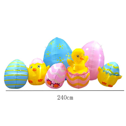 Easter Inflatable Outdoor Toys Easter Bunny Family Eggs Carrot with Build-in LEDs Blow Up Decorations for Party Yard Garden Lawn