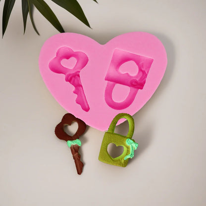 Lock Key Silicone Molds Fondant Chocolate clocks Mold Sugarcraft Clay DIY Baking Tool Cakes Cupcakes Decoration