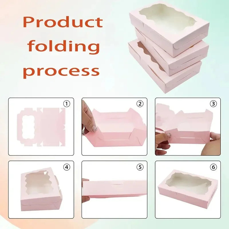 10/20pcs paper gift box with display window, suitable for wedding, birthday, holiday mother's day and other occasions
