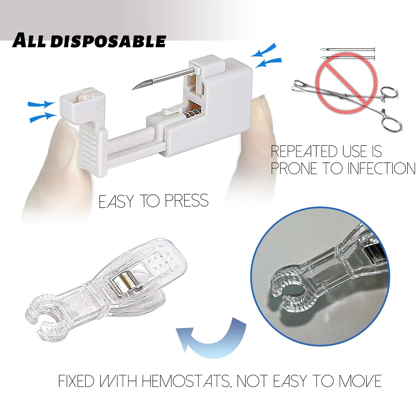 5‑Piece Professional Belly Button Piercing Kit – Stainless Steel Tools & Piercing Gun