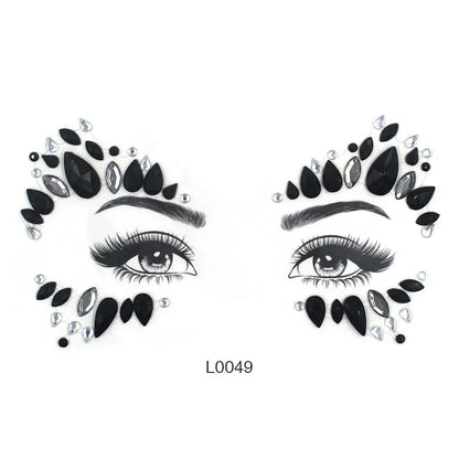3D Sexy Face Tattoo Crystal Stickers Temporary Tattoos Glitter Fake Tattoo Rhinestones Masquerade Women Party Face Jewels Tattoo