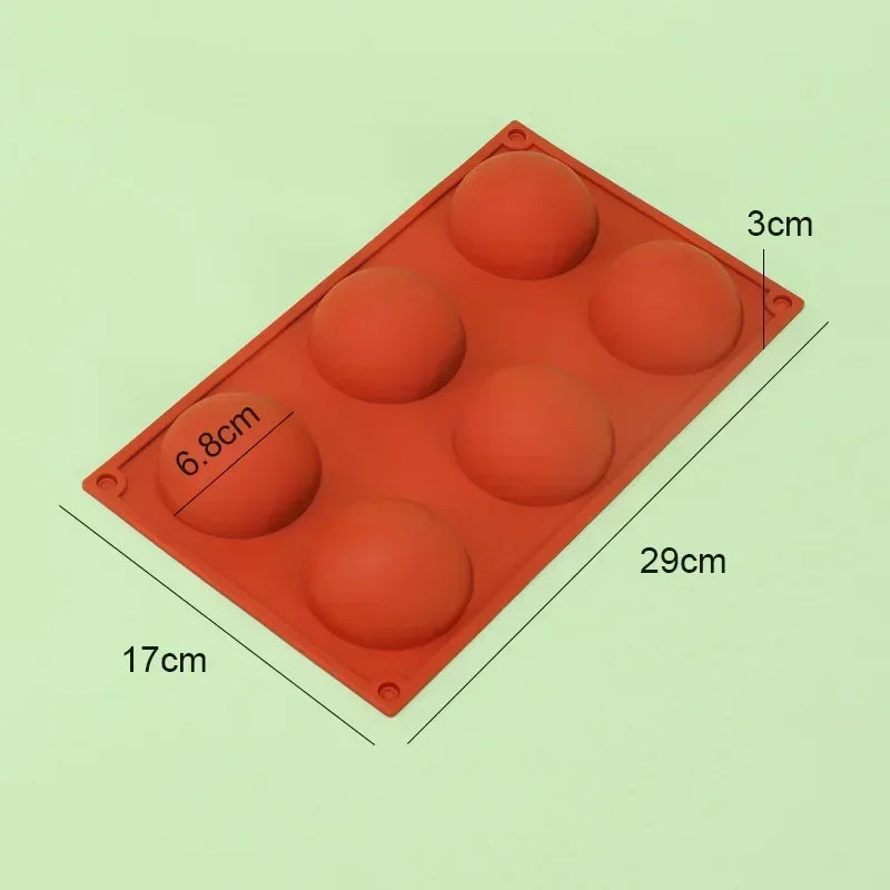 6/8/15/24 Holes Half Ball Sphere Round Silicone Mold 3D Brownie Pudding Mousse Chocolate Dessert DIY Baking Cake Decoration Tool
