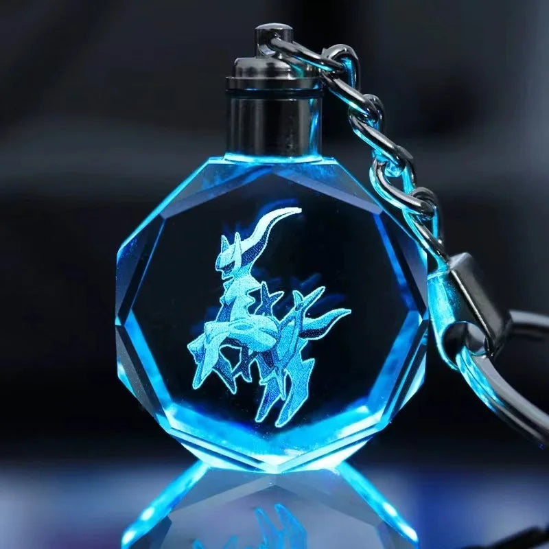 Pokemon Cartoons Anime Figure Pikachu Charizard Mewtwo Eevee Crystal  Collection Luminous Keychain Pendant Model  Kids Toy Gift