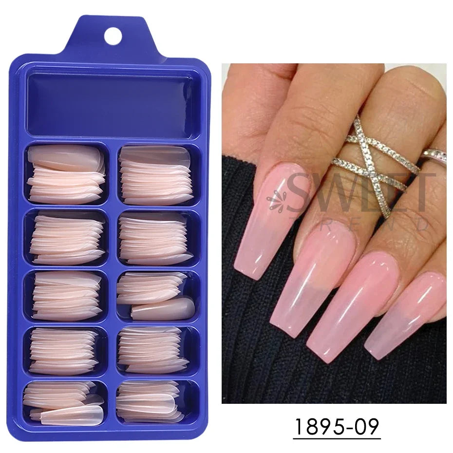 100pcs Nude Pink False Nail Press On Acrylic Nails