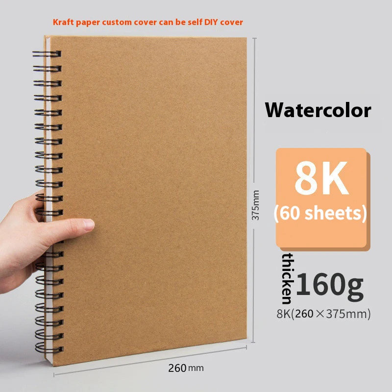 Borrence Spiral Sketchbook – Thick 160 GSM Paper in A3/A4/A5/8K/16K Sizes for Drawing, Watercolor & Art School Use
