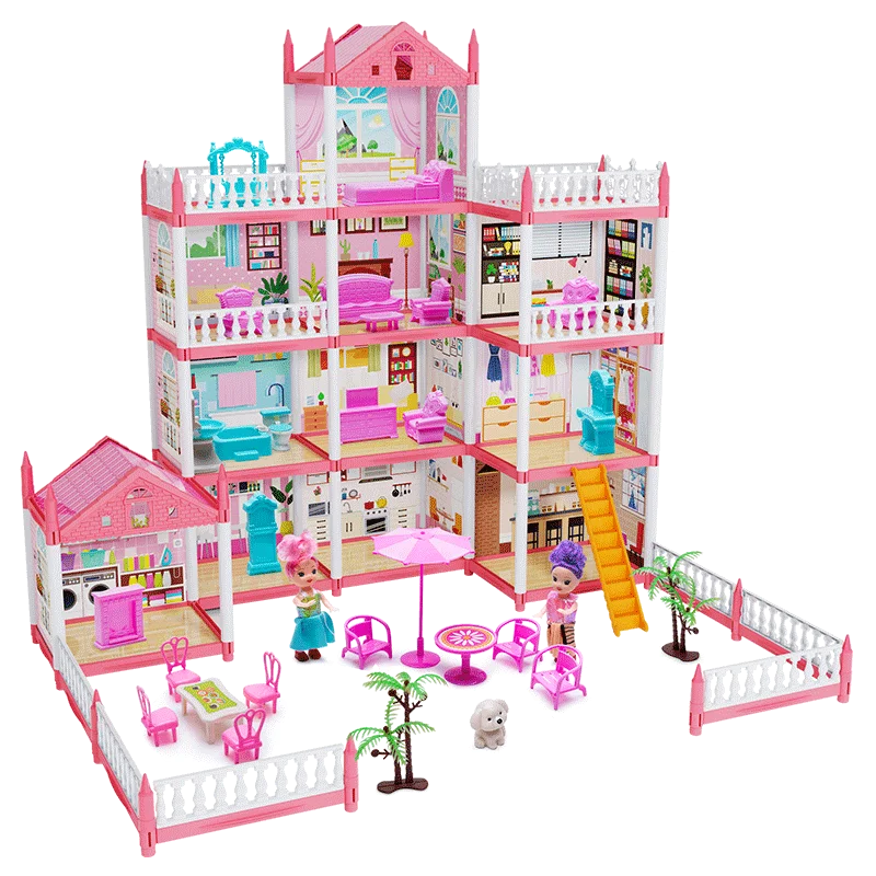 Popular Toy 3d Assembly Diy Mini Toy House Accessories Villa Princess Castle Led Lights Girl Birthday Gift Assembly Toy House