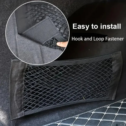 1pc Universal Car Storage Bag Double Mesh Trunk Storage Net, Car Built-in Storage Bag, Car Fire Extinguisher Fixed Net Organizer