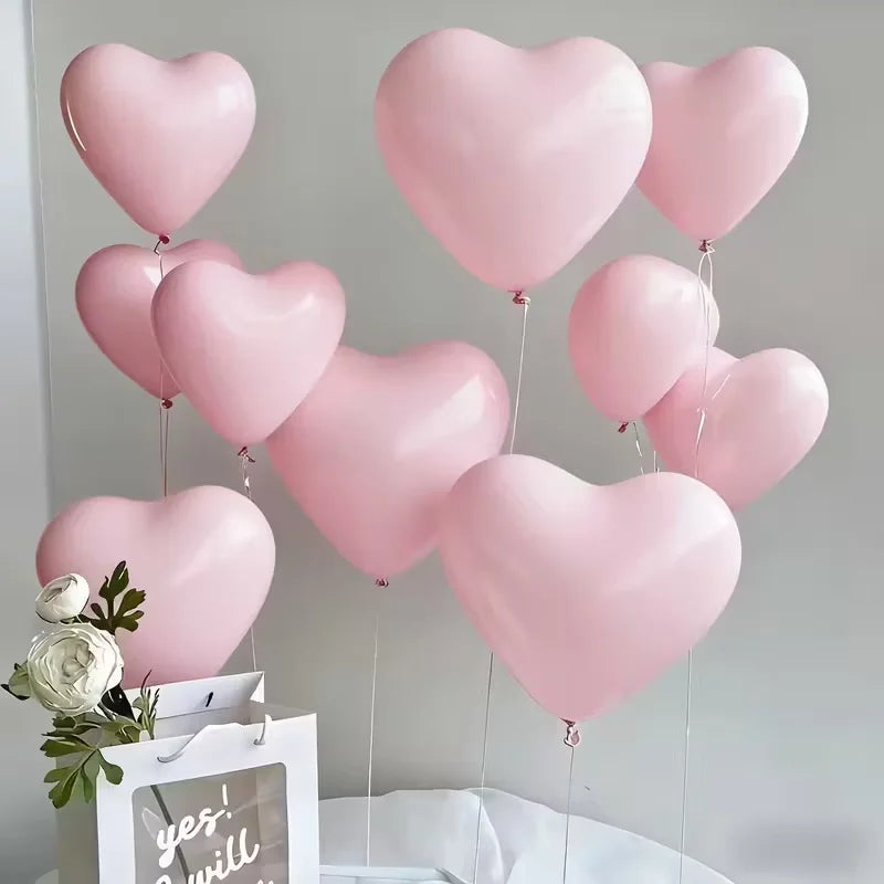 30‑Pack Pink Heart‑Shaped Latex Balloons for Valentine’s Day, Weddings & Festivals