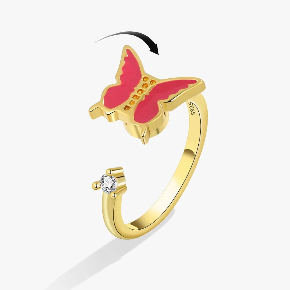 Fidget Spinner Ring Anxiety for Women Multiple Crystal Flower Eye Butterfly Animal Ring Rotate Anti Stress Wedding Jewerly