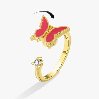 Fidget Spinner Ring Anxiety for Women Multiple Crystal Flower Eye Butterfly Animal Ring Rotate Anti Stress Wedding Jewerly