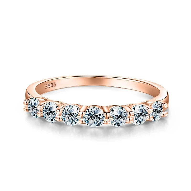 Moissanite Ring 925 Sterling Silver Diamond Eternity Band Engagement Wedding Rings for Women Luxury Quality Jewelry
