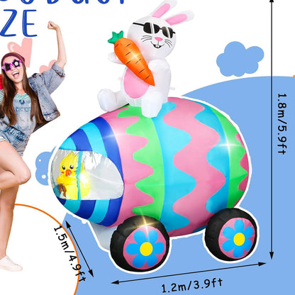 Easter Inflatable Outdoor Toys Easter Bunny Family Eggs Carrot with Build-in LEDs Blow Up Decorations for Party Yard Garden Lawn
