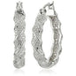 Gold Color Women Twisted Pattern Hoop Earrings