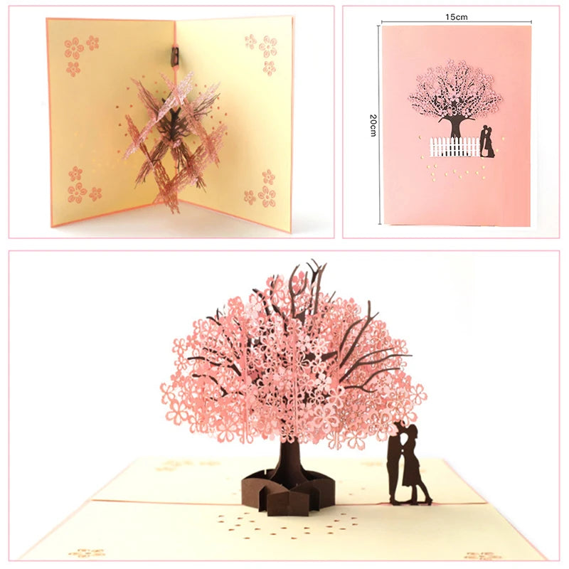 3D Pop Up Flower Greeting Cards Wedding Card Anniversary Thanksgiving Valentines Day Birthday Gift Thank You Card Handmade Cards