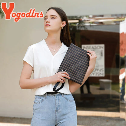 Women’s PU Leather Wristlet – Envelope‑Style Portable Clutch Wallet & Patterned Handbag