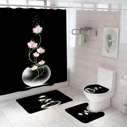 Purple Rose Shower Curtain Polyester Bath Curtain Set 3D Print 180x180 Bathroom Curtain Colorful Flowers Home Decor Dropshipping