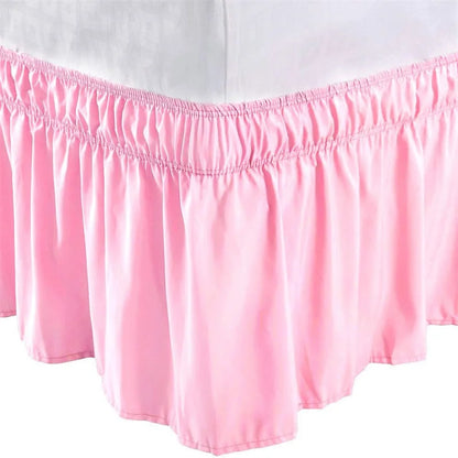 Pretty Comfort Ruffles Bed Skirts With Double Layers Elastic Belts-Wrinkle & Fade Resistant Fabric-15 and 18 Inch Height