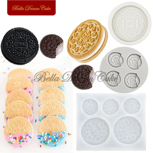 3D Mini Cream‑Filled Cookie Silicone Mold – Biscuit, Fondant & Chocolate DIY Baking Tool