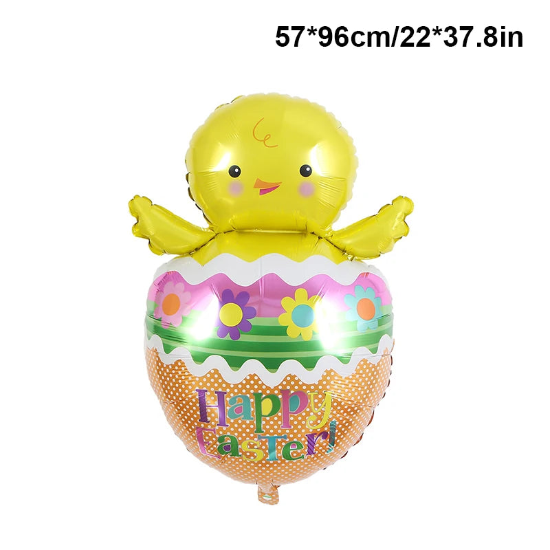 Easter Bunny Foil Balloon Cute Rabbit Chicken Egg Cartoon Carrot Foil Balloon Kids Happy Easter Gift Girl Baby Shower Decoration
