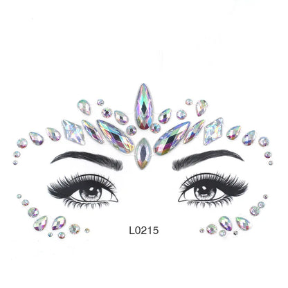 3D Sexy Face Tattoo Crystal Stickers Temporary Tattoos Glitter Fake Tattoo Rhinestones Masquerade Women Party Face Jewels Tattoo