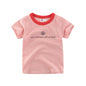 OLEKID 2025 Summer Stripe Children Boys T-shirts Printed Letter 2-8 Years Kids Little Boy Tops Short Sleeve Toddler Tees Clothes