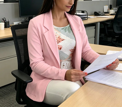 Women Suit Coat Elegant Lapel Suit Coat for Women Slim Fit Single Button Jacket for Business Wear Versatile Solid Color Soft