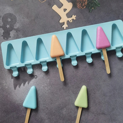 8 Cavities Triangle Silicone Ice Cream Mold DIY Geometry Chocolate Cake Candy Jelly Ice Baking Mould Soap Candle Making Set Gift