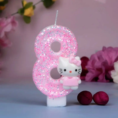 Sanrio Cute Hello Kitty Fun Digital Candles Creative Kawaii  Cartoon Pattern Party Decoration Supplies Birthday Cake Accessories