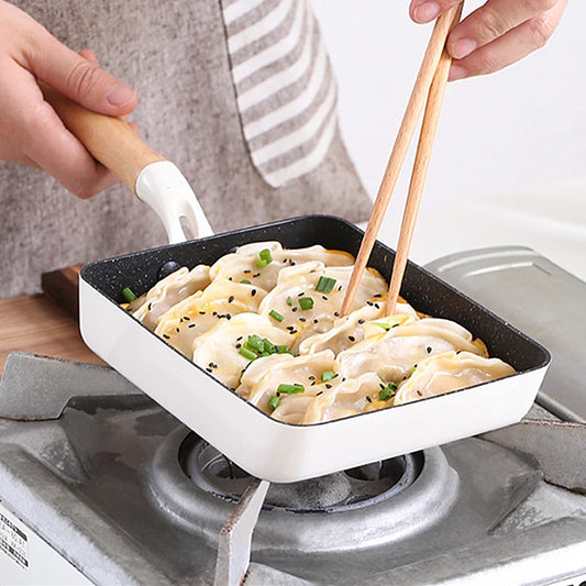 Square Non-Stick Frying Pan with Wooden Handle