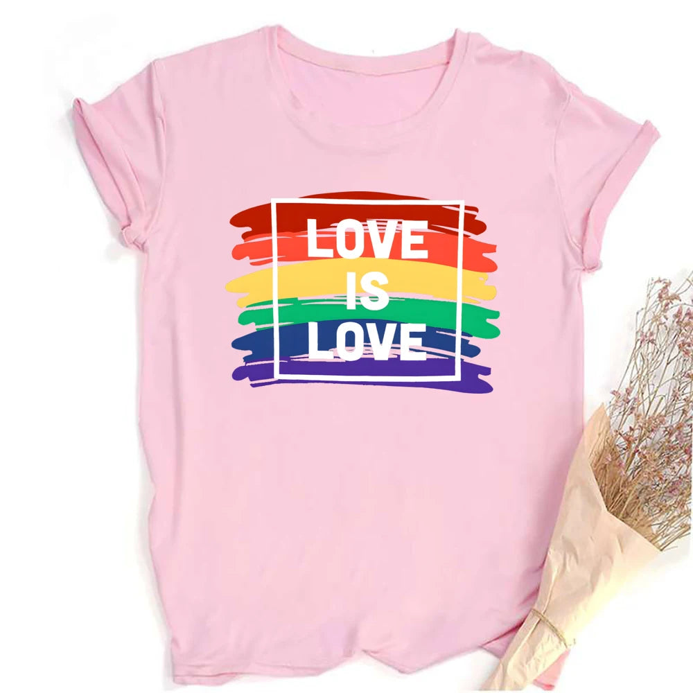 Love Is Love Print Women's T-shirt Pride Rainbow Print