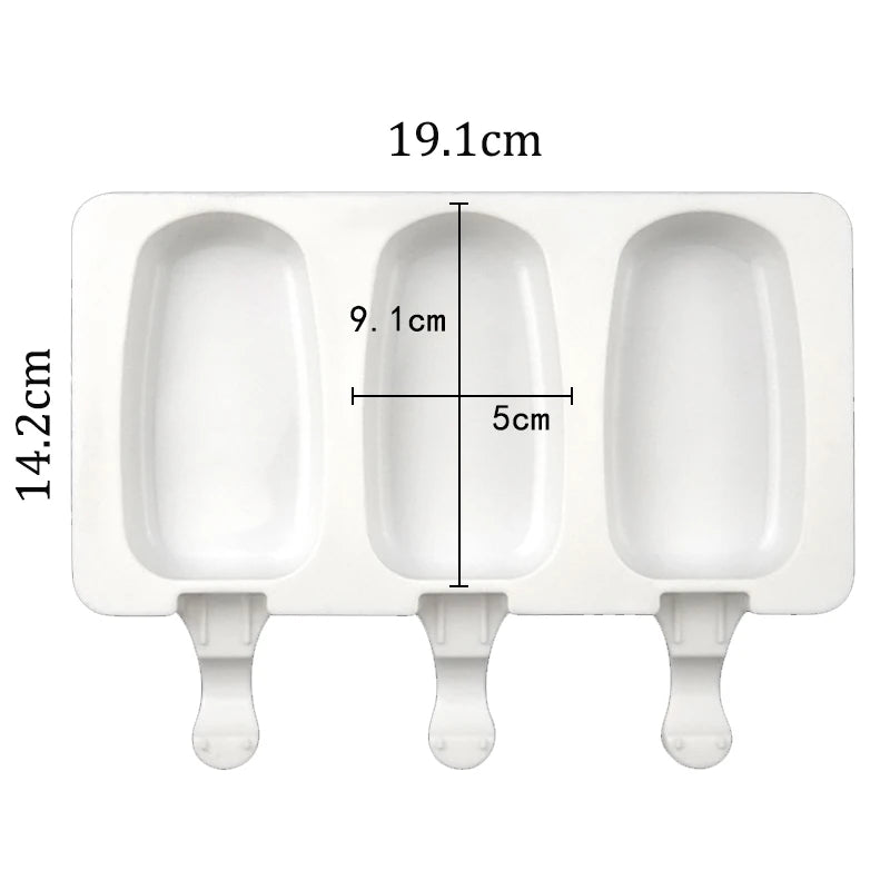 3/4 Cell DIY Silicone Ice Cream Mold Homemade Popsicle Maker Reusable Ice Cube Tray Mousse Dessert Ice Cream Mould Baking Tools