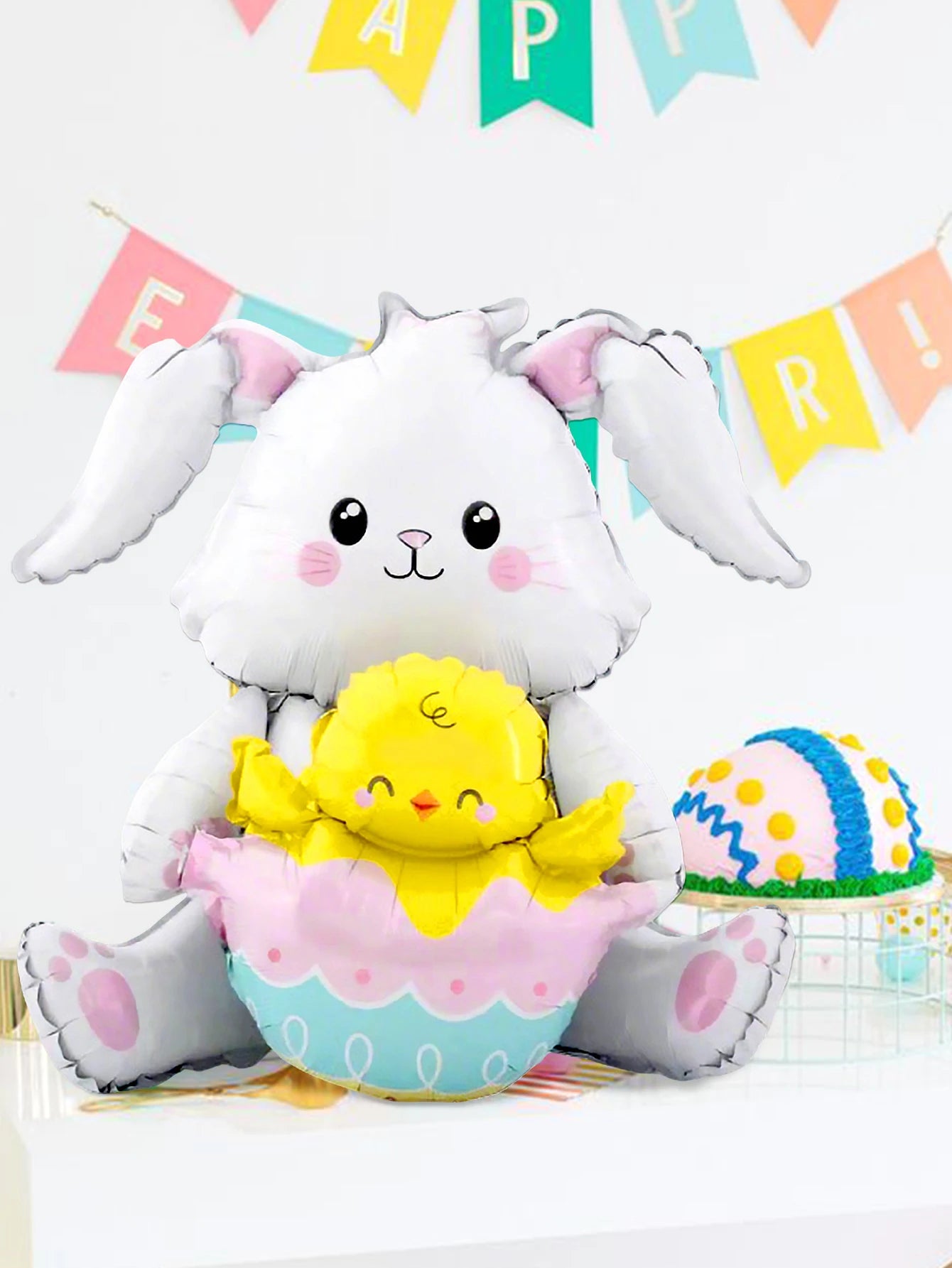 1/2pcs Easter sitting/standing rabbit holding egg balloons, suitable for Easter themes, home decoration, birthday decoration