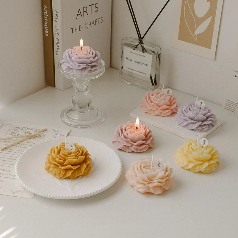 3D Peony Scented Candle – Creative Flower‑Shaped Aromatherapy Gift
