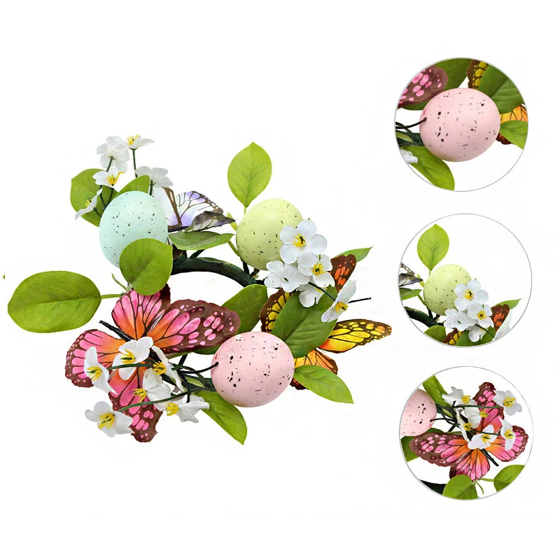 Candy Color Egg Candle Holder Flower Wreath Easter Party Decoration Desktop Home Centerpieces Table Arrangement Candles Wreath