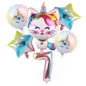 Rainbow Unicorn Cat Gradient Balloon Set (6pcs) – Birthday Party Decorations