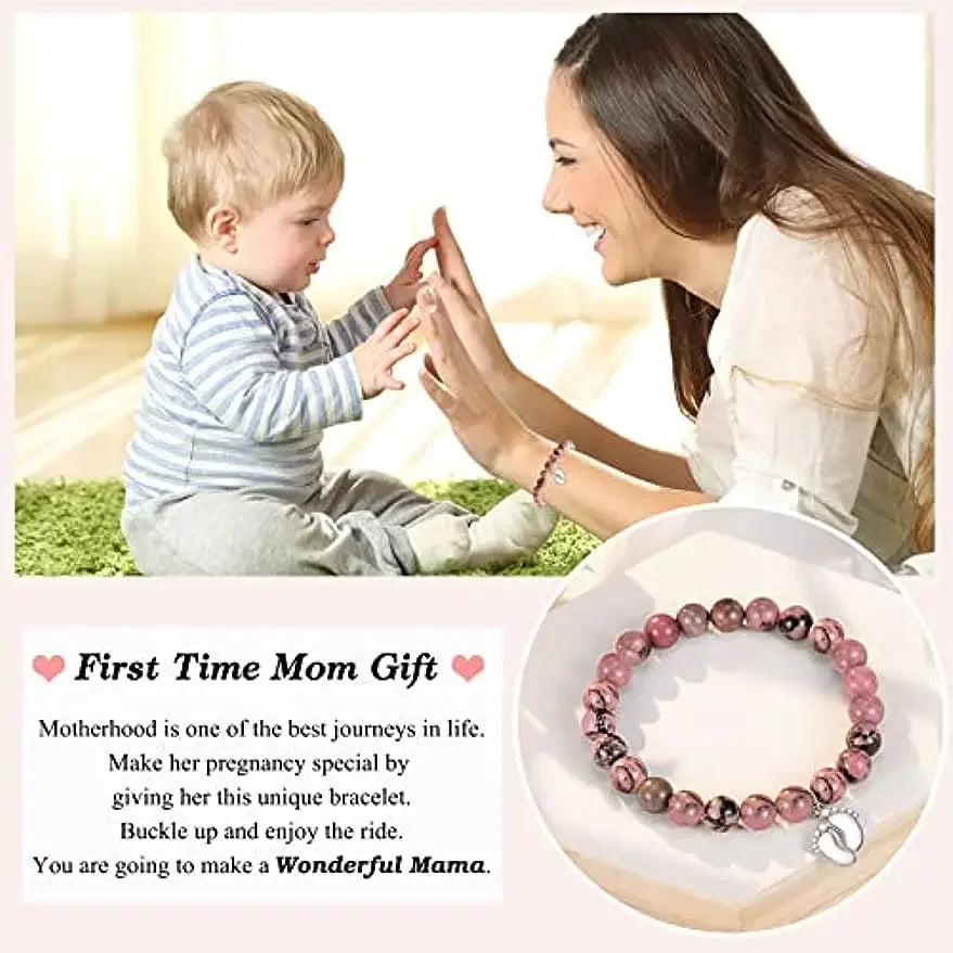 Women Bracelet New Mom Gifts Natural Stone Beaded Bracelet For Pregnant Women 1st Time Mothers Day Mom Mommy to Be Bracelet Gift