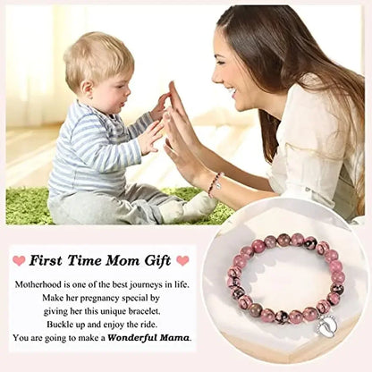 Women Bracelet New Mom Gifts Natural Stone Beaded Bracelet For Pregnant Women 1st Time Mothers Day Mom Mommy to Be Bracelet Gift