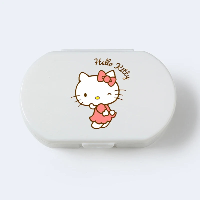 Cartoon Hello Kitty My Melody Plastic Pill Box Mini Tablet Case Anime Kawaii Portable Travel Medicines Storage Case Container