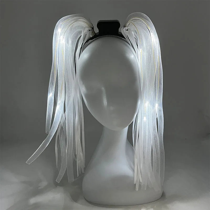 Disco Luminous Flashing Noodles Headband Light up Braid Headband Girl Women Bar Club Night Show Headwear Supplies