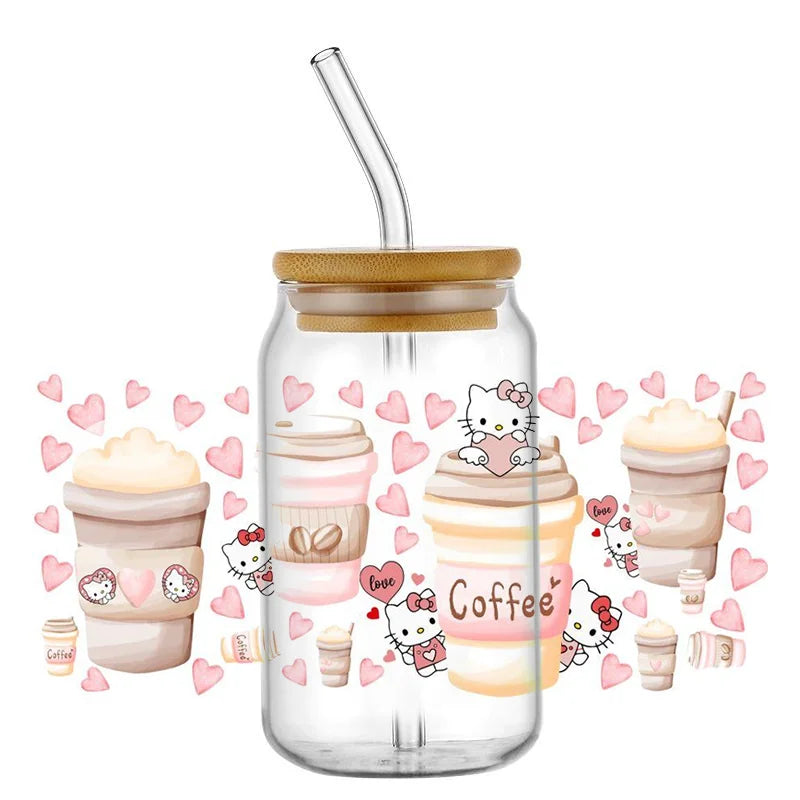 Miniso New Hello Kitty Theme 16oz Libbey Glass 3D Wrapping for cup, mugs, ect.