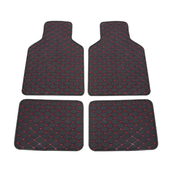 4pcs Universal Leather Car Floor Mat Car-Styling Interior Accessories Mat Floor Carpet Floor Liner Waterproof Foot Pad Protector