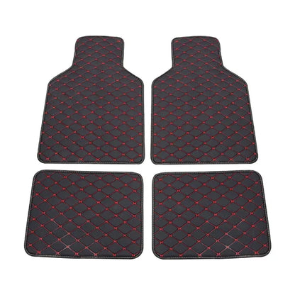 4pcs Universal Leather Car Floor Mat Car-Styling Interior Accessories Mat Floor Carpet Floor Liner Waterproof Foot Pad Protector