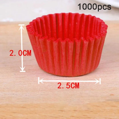 1000Pcs Mini Size Chocalate Paper Liners Baking Muffin Cake  Cups  Forms Cupcake Cases Solid Color Party Tray  Mold