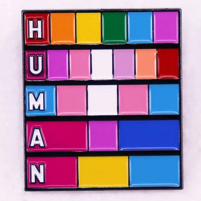 Rainbow LGBT Encourage Letters Metal Enamel Badge Gay Lesbian Asexual Transgender Adaptive Lapel Pin Jewelry Gifts Accessories