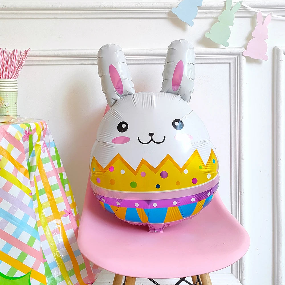 Easter Bunny & Chick Foil Balloon – Cute Standing Rabbit, Egg & Carrot Helium Balloon for Kids’ Party Decor
