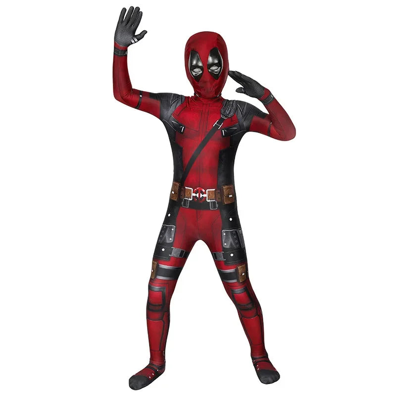 Deadpool Costume Kids Movie Superhero Deadpool Child Costume Adult Deadpool Cosplay Jumpsuit Sword Set Boys Halloween Gifts