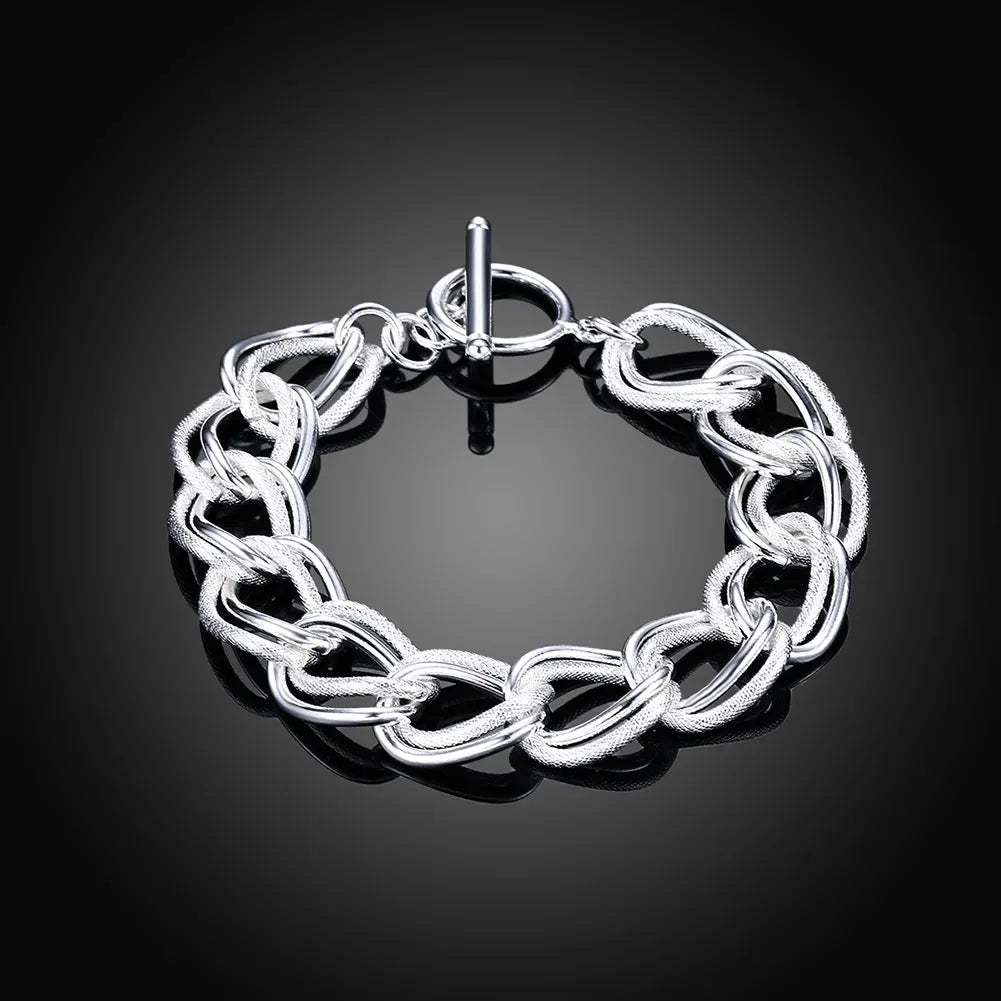 Fine 925 Sterling Silver Solid Chain Bracelet For Women Men Charm Party Gift Wedding party Fashion Jewelry