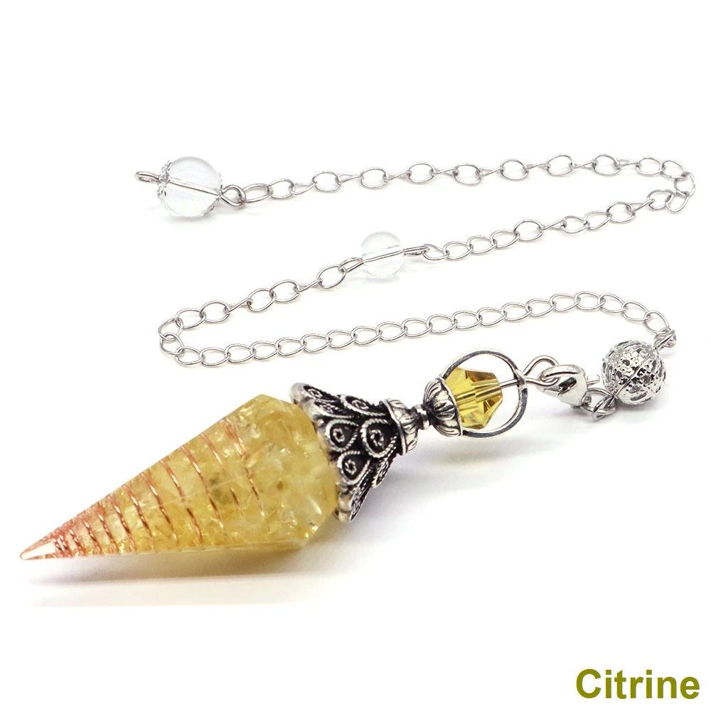 Crystal Healing Stone Quartz Pendulums Spiritual Hexagonal Pointed Resin Witchcraft Supplies Balancing Accessories Divination