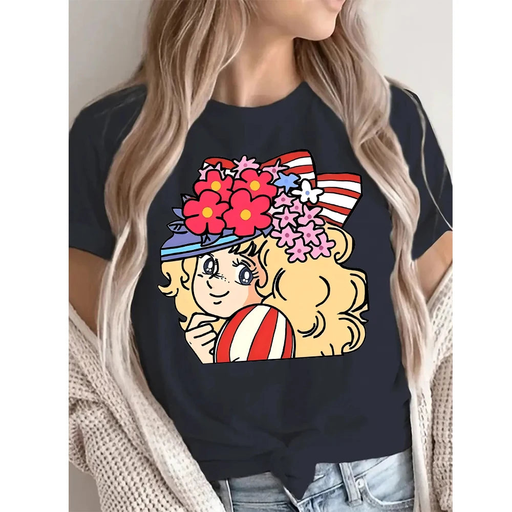 Candy Cartoon Print Streetwear T-shirt Harajuku Clothes Fashion Girls T Shirt Short Sleeve Summer Tee Casual Female O-Neck Top