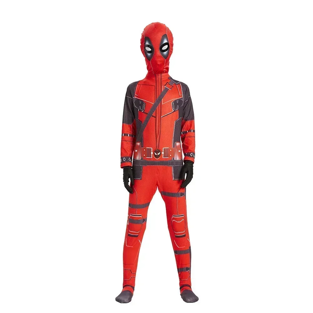 Deadpool Costume Kids Movie Superhero Deadpool Child Costume Adult Deadpool Cosplay Jumpsuit Sword Set Boys Halloween Gifts